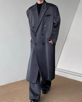 【12.3新作】ダブルブレストサテンロングコート mf3598