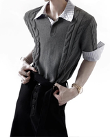 シャツレイヤードライトニットトップス mf3708