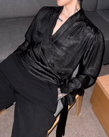 【3.11新作】モードサテンドレープトップス mf3685