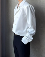 【3.2新作】ダブルブレストクラシカルモノトーンシャツ mf3683