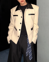 【11.5新作】ツイードレザーカラーモードジャケット mf3574