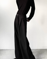 【1.7新作】スリムバックルプリーツフレアスラックス mf3632