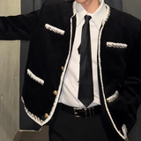 【2.2新作】バイカラーラインライトツイードジャケット mf3655