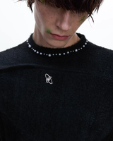 【12.29新作】ハイネックアシンメトリーパールニットトップス mf3626