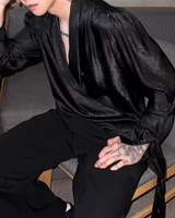 【3.11新作】モードサテンドレープトップス mf3685