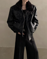 レザーバックルデザインモードジャケット mf3642