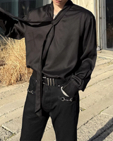 【3.6新作】モードドレープタイデザインシャツ mf3682