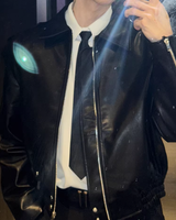 【2.9新作】ショートラペルモードレザージャケット mf3659