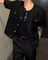 Double-breasted tweed mode jacket mf3679