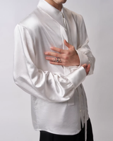 【2.20新作】リボンタイサテンタッチモードシャツ mf3663