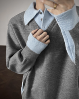 【1.2新作】バイカラーコリアンニットトップス mf3618