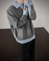 【1.2新作】バイカラーコリアンニットトップス mf3618