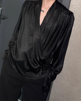 【3.11新作】モードサテンドレープトップス mf3685