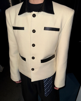 【11.5新作】ツイードレザーカラーモードジャケット mf3574