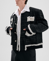 【12.1新作】ラグジュアリーバイカラーツイードジャケット mf3602