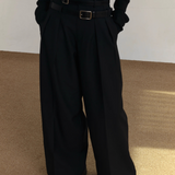 MODEFREAKのダブルベルトハイウエストスラックス mf3528の画像