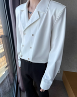 【3.2新作】ダブルブレストクラシカルモノトーンシャツ mf3683