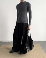 【12.5新作】ハイネックスリムフィットニットトップス mf3605