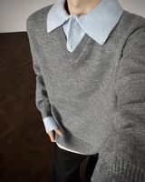 【1.2新作】バイカラーコリアンニットトップス mf3618