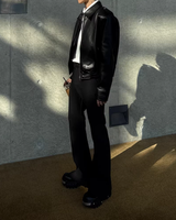 【2.9新作】ショートラペルモードレザージャケット mf3659