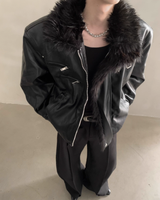 レザーバックルデザインモードジャケット mf3642