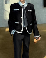 【2.2新作】バイカラーラインライトツイードジャケット mf3655