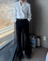 【3.2新作】ダブルブレストクラシカルモノトーンシャツ mf3683