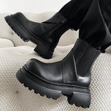 MODEFREAKのクロスレザー厚底ブーツ mf3031の画像