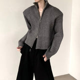 MODEFREAKのスタンドカラージッパーニットトップス mf3096の画像