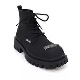 MODEFREAKのシルバーアイコンマットレザーブーツ mf2904の画像