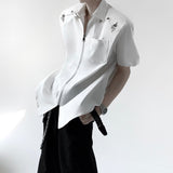 MODEFREAKのバックルデザインジップアップシャツ mf3306の画像