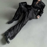 MODEFREAKのサテンジップアップフレアスラックス mf3025の画像