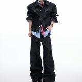 MODEFREAKのクロコバイカラーデニムジャケット mf3490の画像