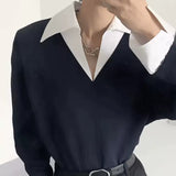 MODEFREAKのバイカラーツーピースシャツトップス mf3245の画像