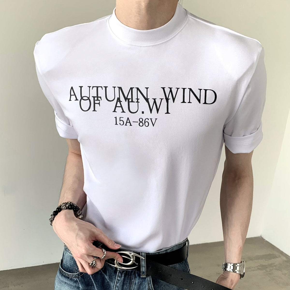 MODEFREAKのロゴデザインスリムTシャツ mf3476の画像