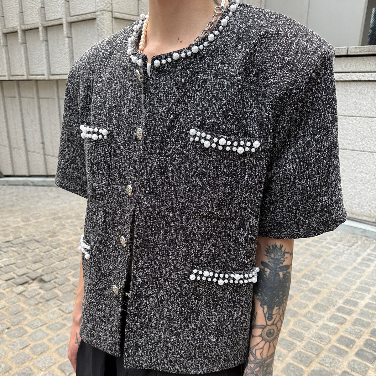 MODEFREAKのパールモードツイードサマージャケット mf3399の画像