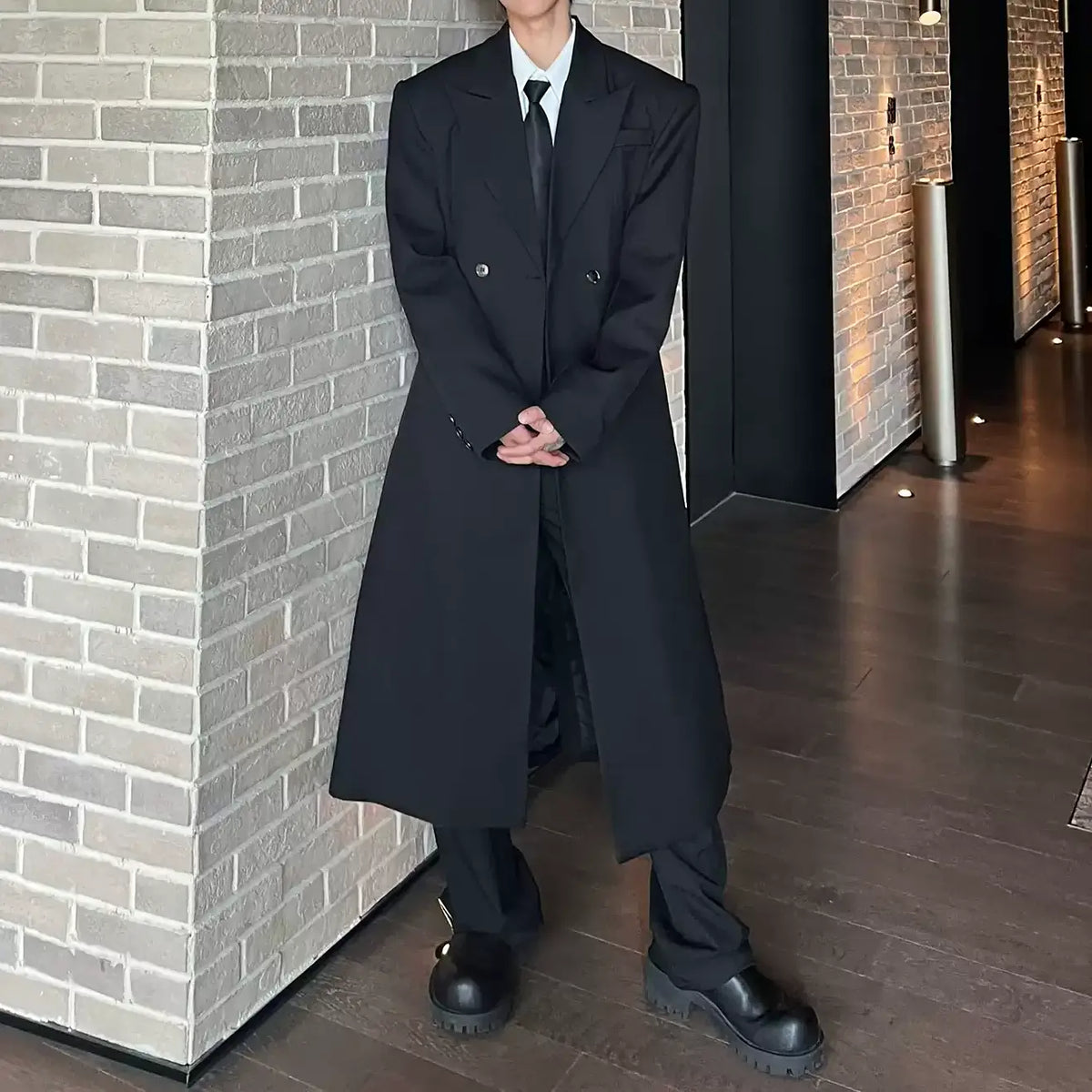 MODEFREAKのモードブラックロングコート mf2954の画像