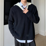 MODEFREAKのバイカラーVネックコリアンニット mf2868の画像