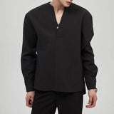 MODEFREAKのノーカラーVネックシャツ mf2476の画像