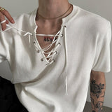 MODEFREAKのレースアップVネックカットソー mf2676の画像