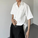 MODEFREAKのプリーツストライプコリアンシャツ mf3302の画像