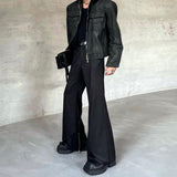 MODEFREAKのサテンジップアップフレアスラックス mf3025の画像