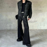 MODEFREAKのサテンジップアップフレアスラックス mf3025の画像