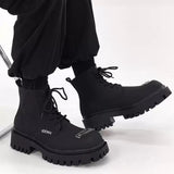 MODEFREAKのシルバーアイコンマットレザーブーツ mf2904の画像