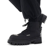 MODEFREAKのシルバーアイコンマットレザーブーツ mf2904の画像