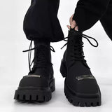 MODEFREAKのシルバーアイコンマットレザーブーツ mf2904の画像