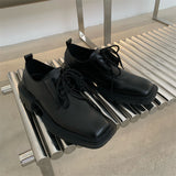 MODEFREAKのスクエアトゥーレザーシューズ mf2559の画像