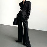 MODEFREAKのサテンジップアップフレアスラックス mf3025の画像