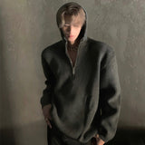 MODEFREAKのフードジップアップモノトーンニット mf2798の画像