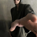 MODEFREAKのフードジップアップモノトーンニット mf2798の画像